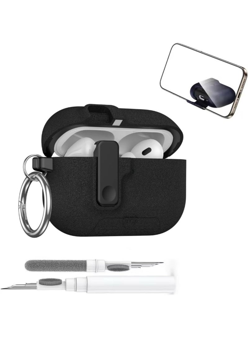 Fekra Lock Case for Apple Airpods Pro 3 (2025), Rugged Protection with Secure Lock for Airpods Pro 3 3rd Generation Cover with Cleaner Kit (Fluffy Black, AirPods Pro 3 (2025)) - Image 1